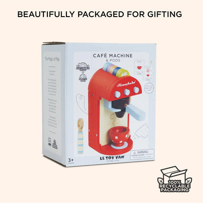Wooden Toy Coffee Machine &amp; Pods