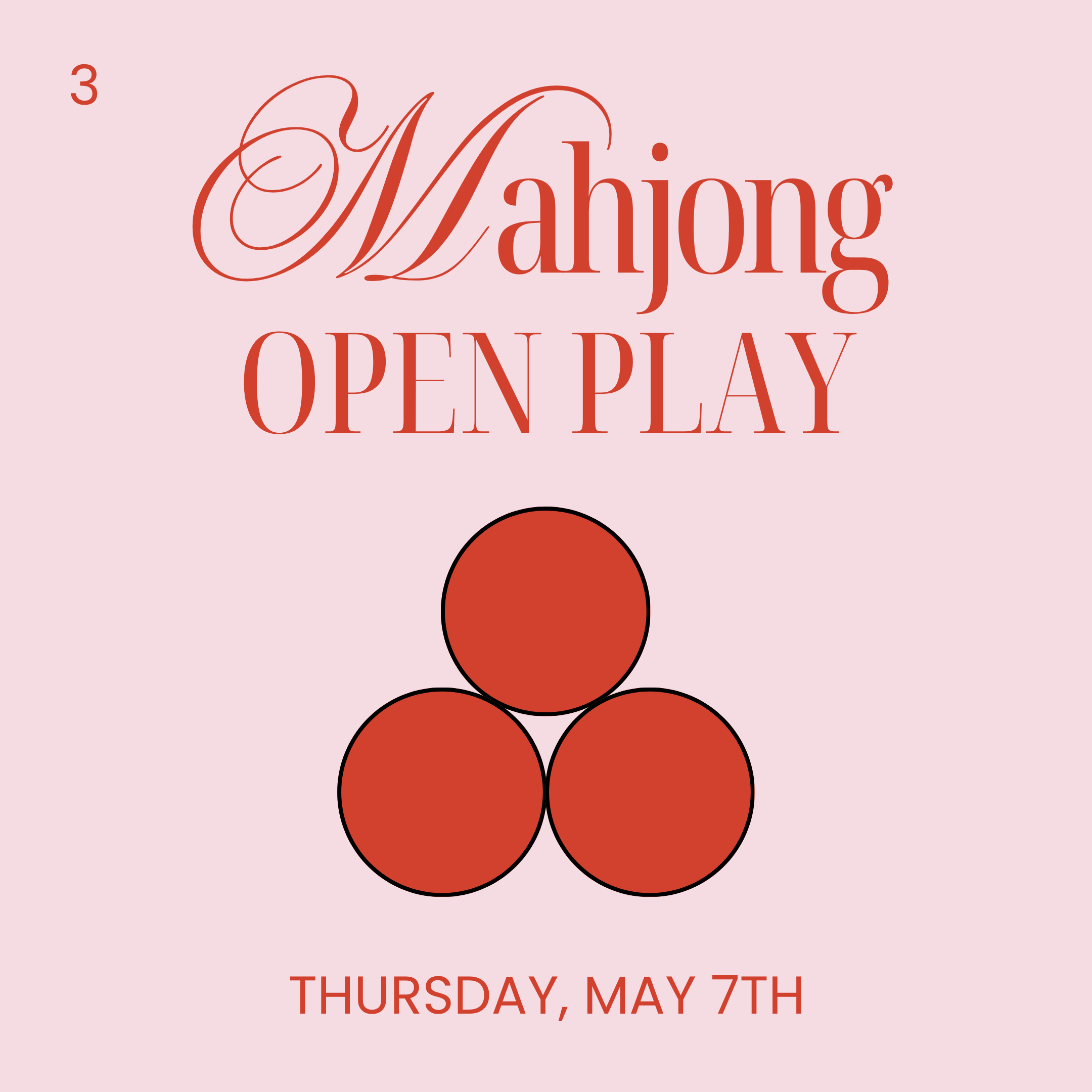Mahjong Open Play Ticket | Thursday, May 7th 10am