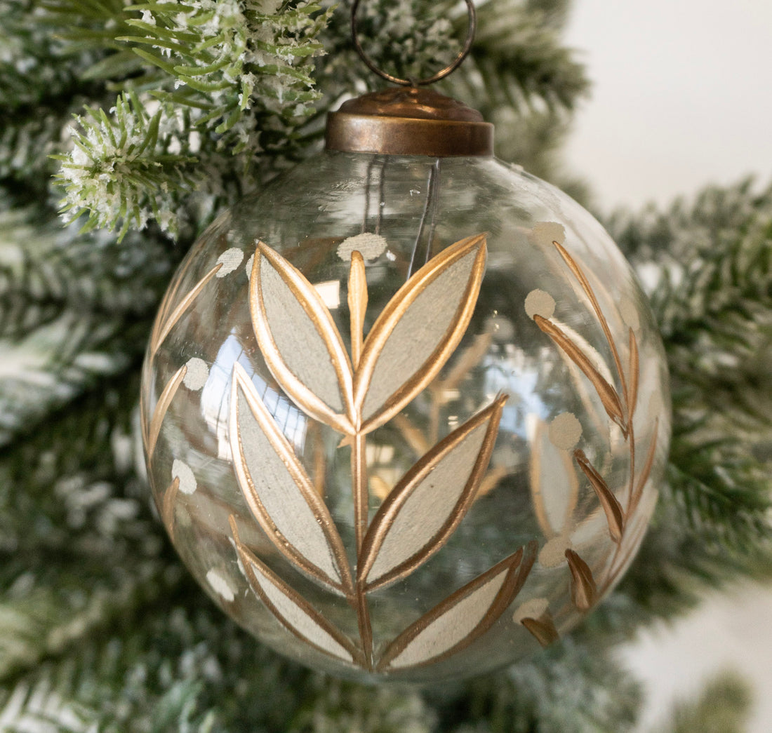 3&quot; Etched Glass Ornament w/Vine Pattern