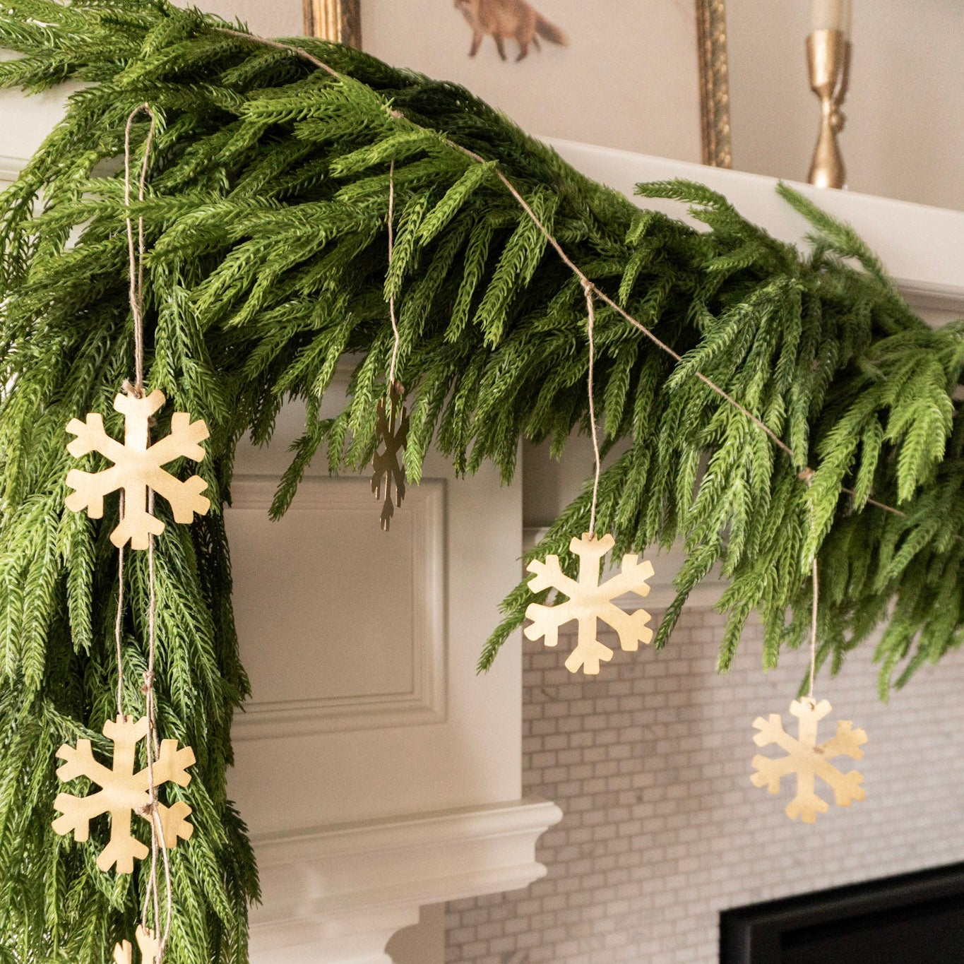 72&quot; Brass Snowflake Garland w/Jute Cord