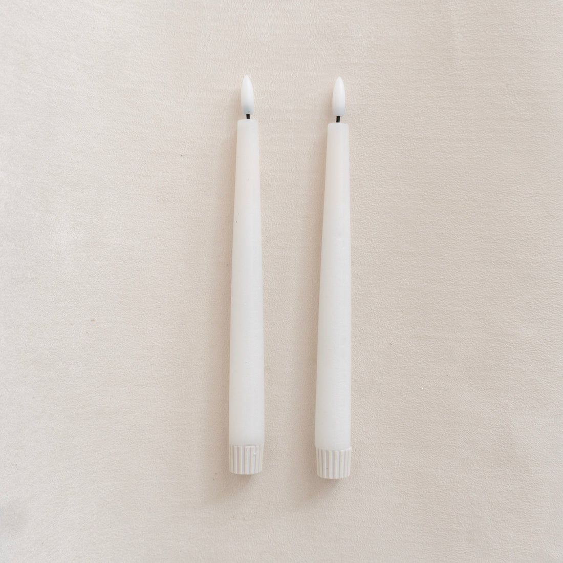 Pointed White Flameless Taper Candle 2pc