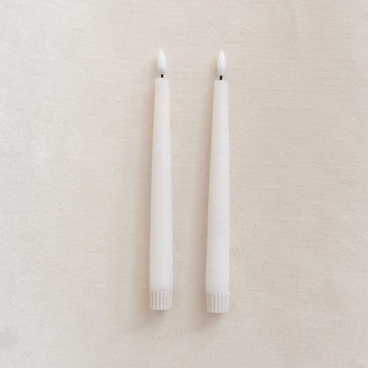 Pointed White Flameless Taper Candle 2pc