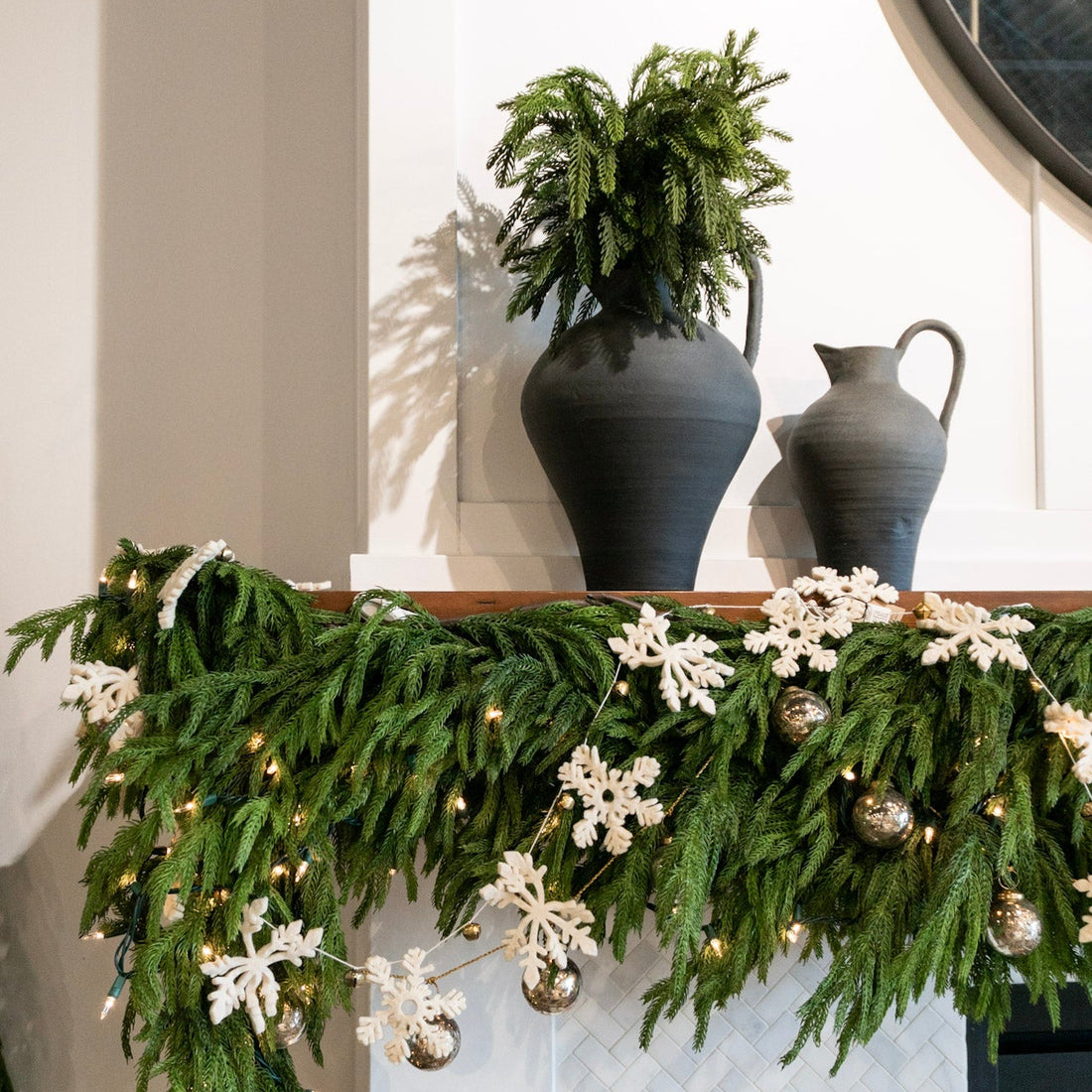 Wool Felt Snowflake Garland w/Jingle Bells
