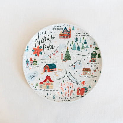 Stoneware Plate w/ North Pole Scene
