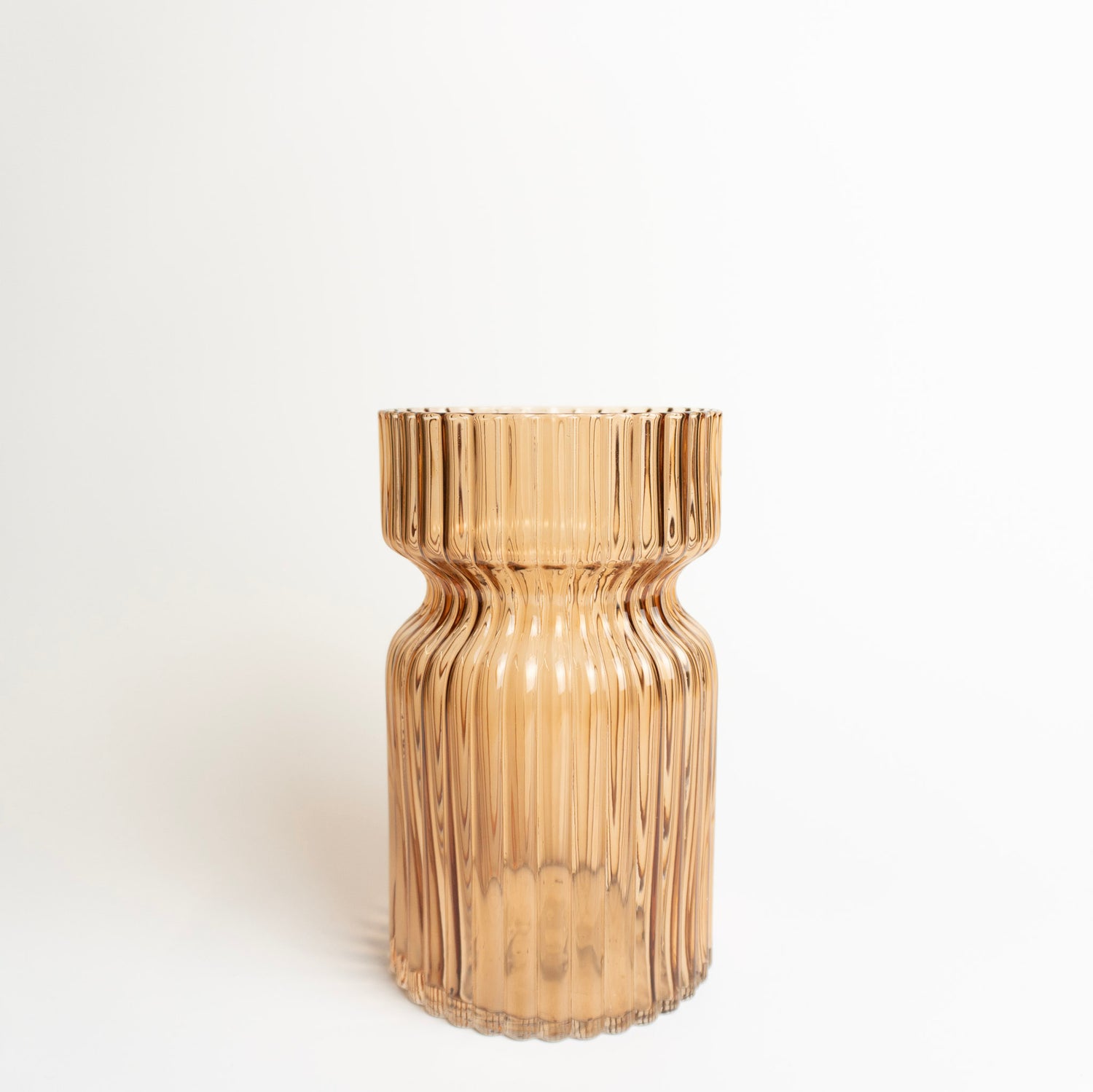 Amber Ribbed Vase