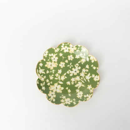 Green Floral Round Tray