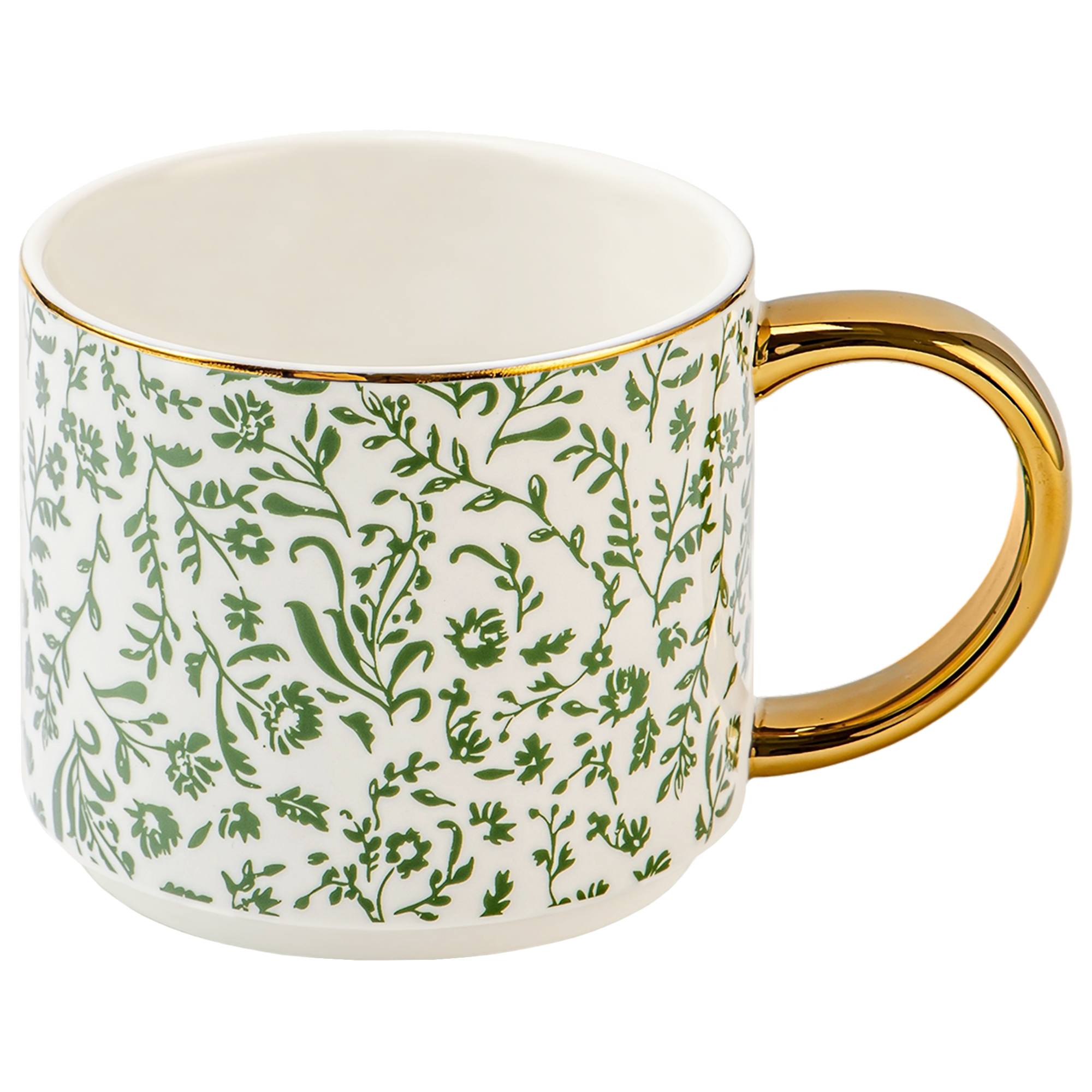 Green Floral Coffee Mug