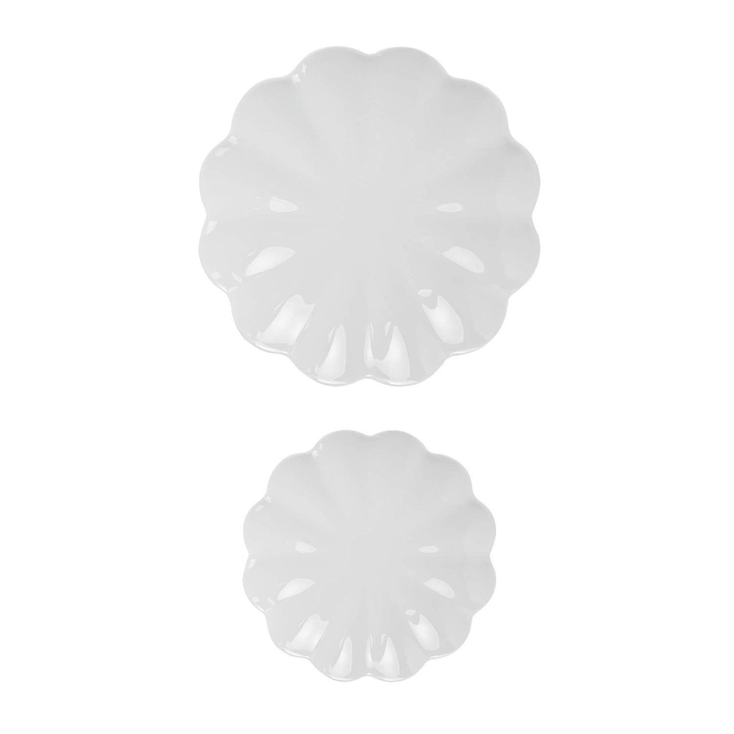 White Scalloped Serving Tray Set of 2