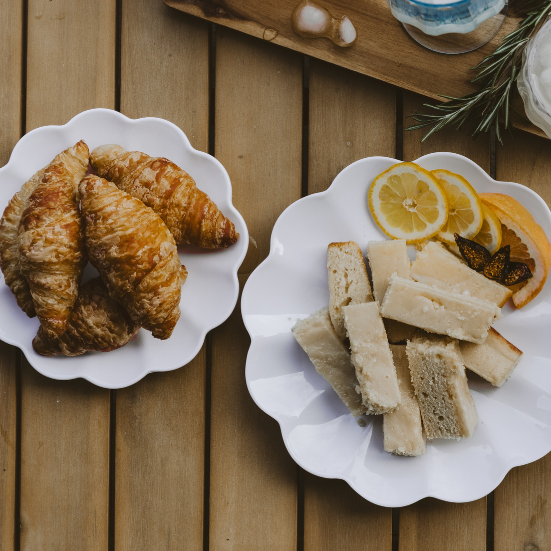 White Scalloped Serving Tray Set of 2
