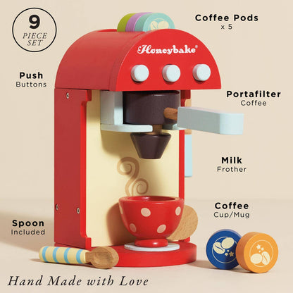 Wooden Toy Coffee Machine &amp; Pods