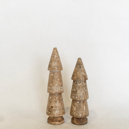 Carved Mango Wood Tree w/Design Set