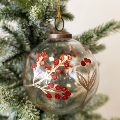 4&quot; Glass Ornament w/Berry Design