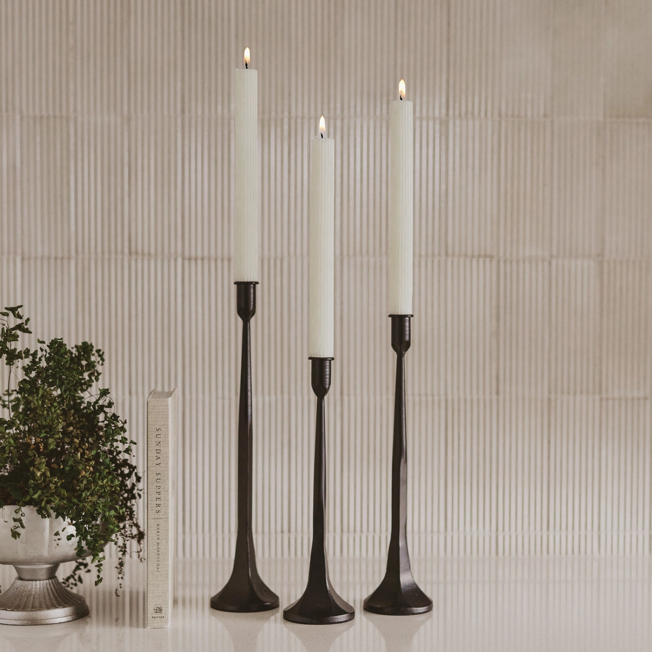 Fluted Taper Candles - 3 Pack