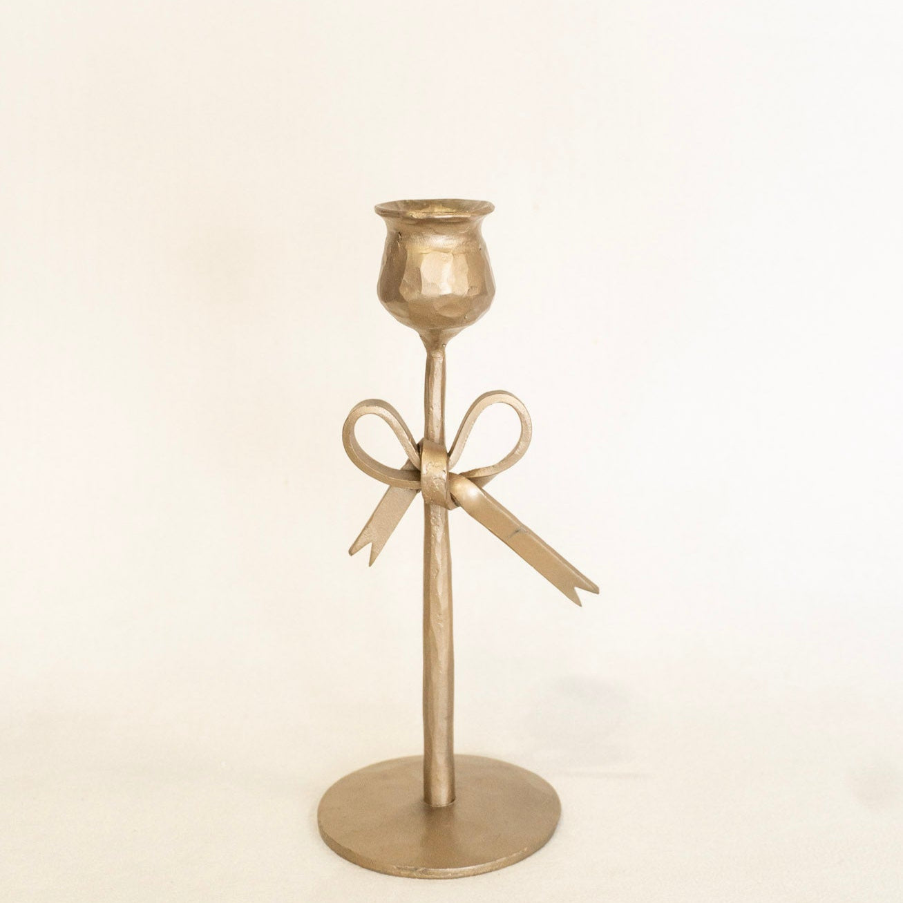 Antique Brass Bow Candle Holders