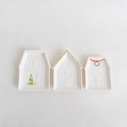 Stoneware House Plate- Set of 3
