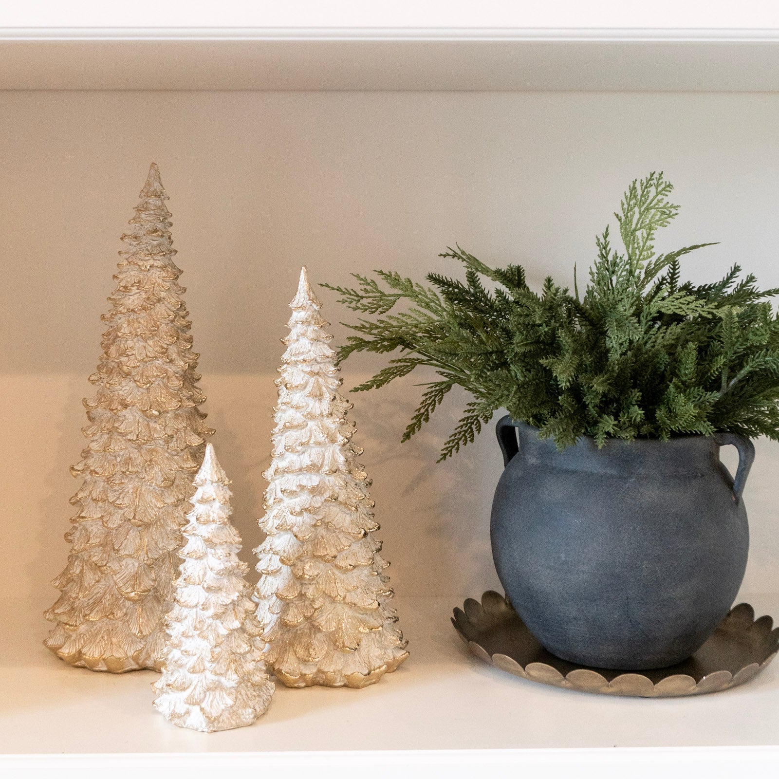 Ceramic Gold Snow Pine Tree