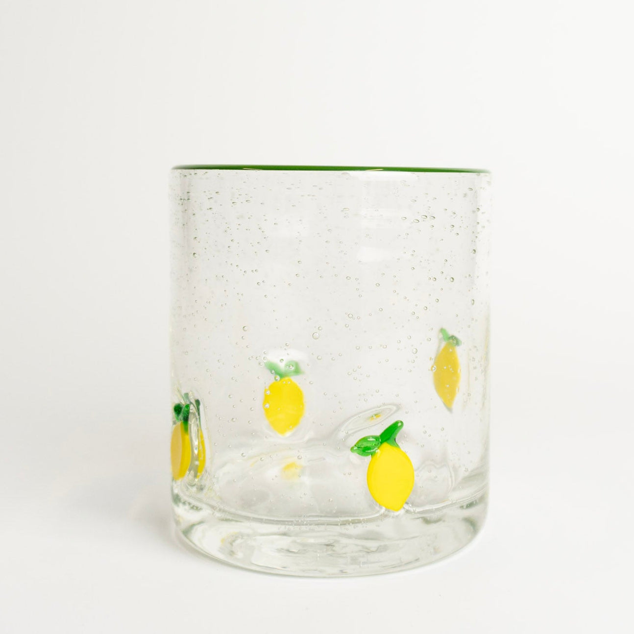 4" Lemon Print Bubble Drink Glass