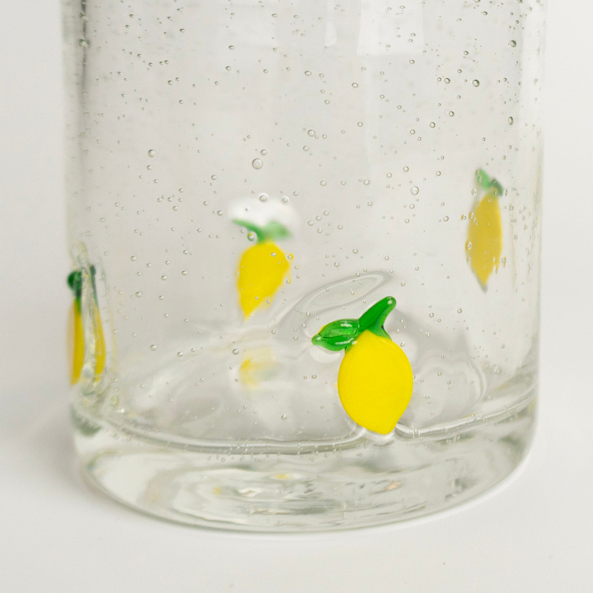 4" Lemon Print Bubble Drink Glass
