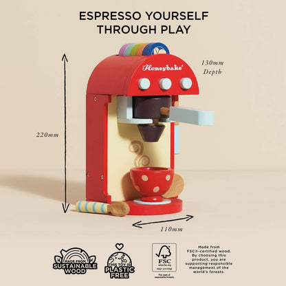 Wooden Toy Coffee Machine &amp; Pods