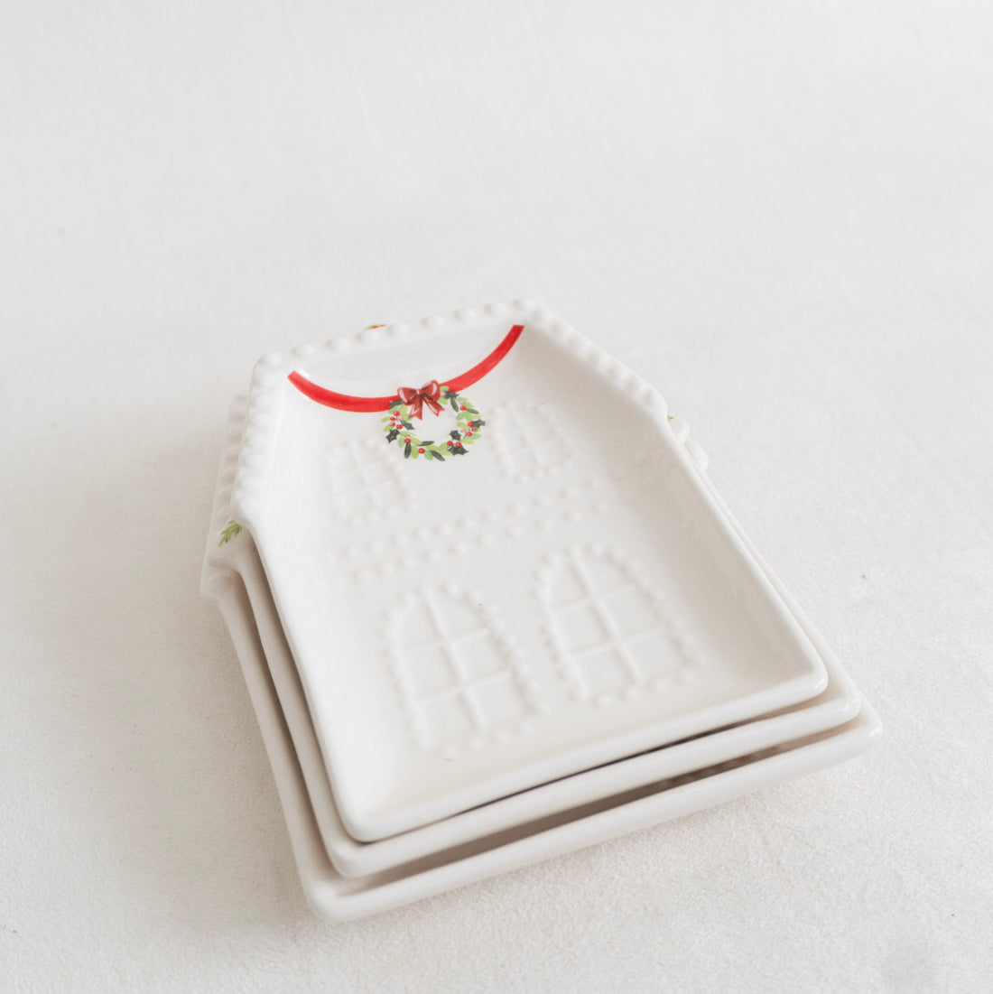 Stoneware House Plate- Set of 3