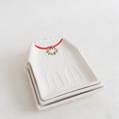 Stoneware House Plate- Set of 3