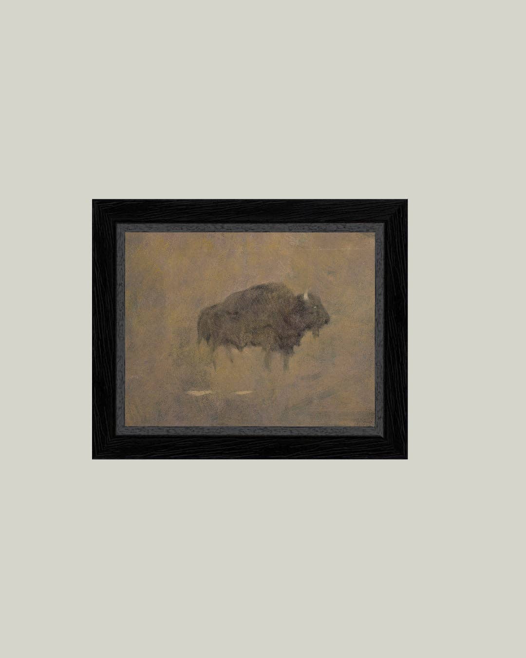 Buffalo in a Sandstorm Framed Antique Art: 9x7
