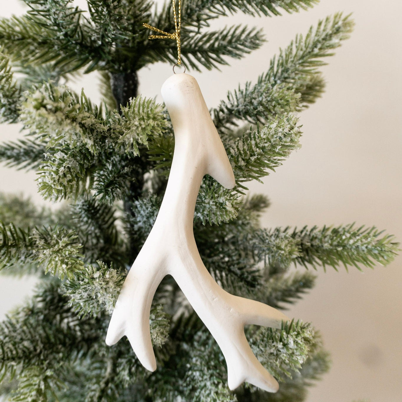 Stoneware Deer Antler Ornament
