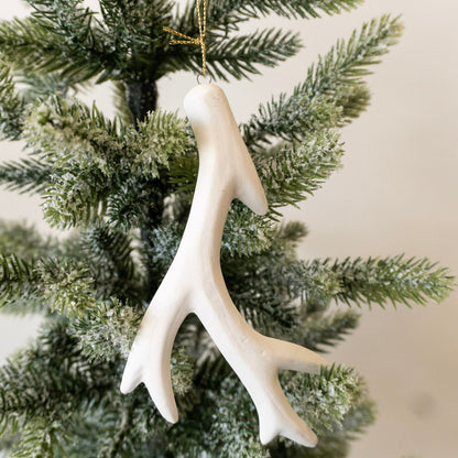 Stoneware Deer Antler Ornament