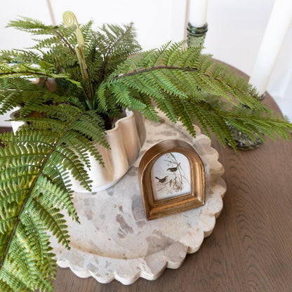 12" Beige Marble Scallop Edge Tray