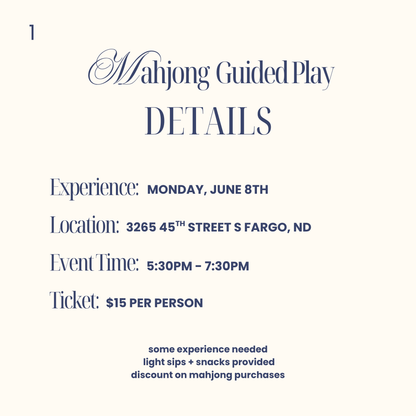 Mahjong Guided/Open Play  | Thursday, July 23rd @ 5:30