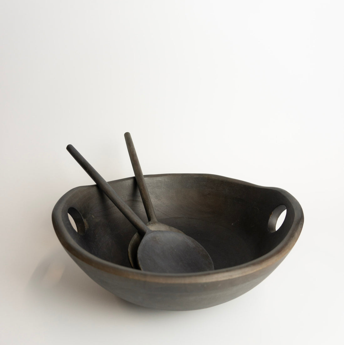 12" Dark Brown Wood Bowl &amp; Server Set