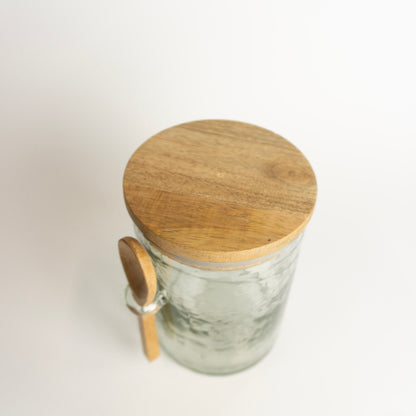 7" Hammered Jar w/Wood Lid &amp; Spoon