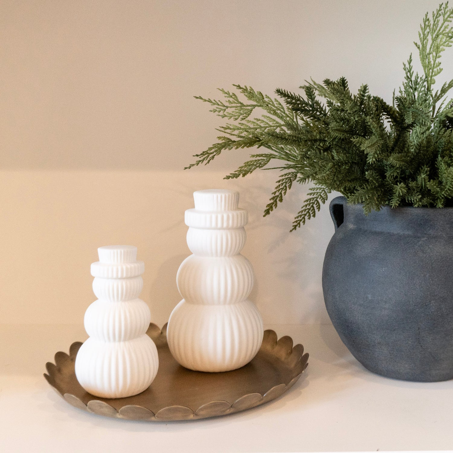 Stoneware Bisque LED Snowman