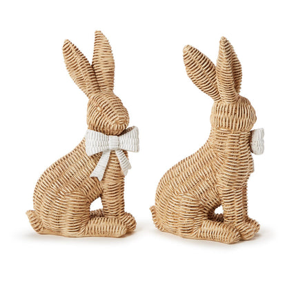 Wicker Bunnies with Bow (Set of 2)