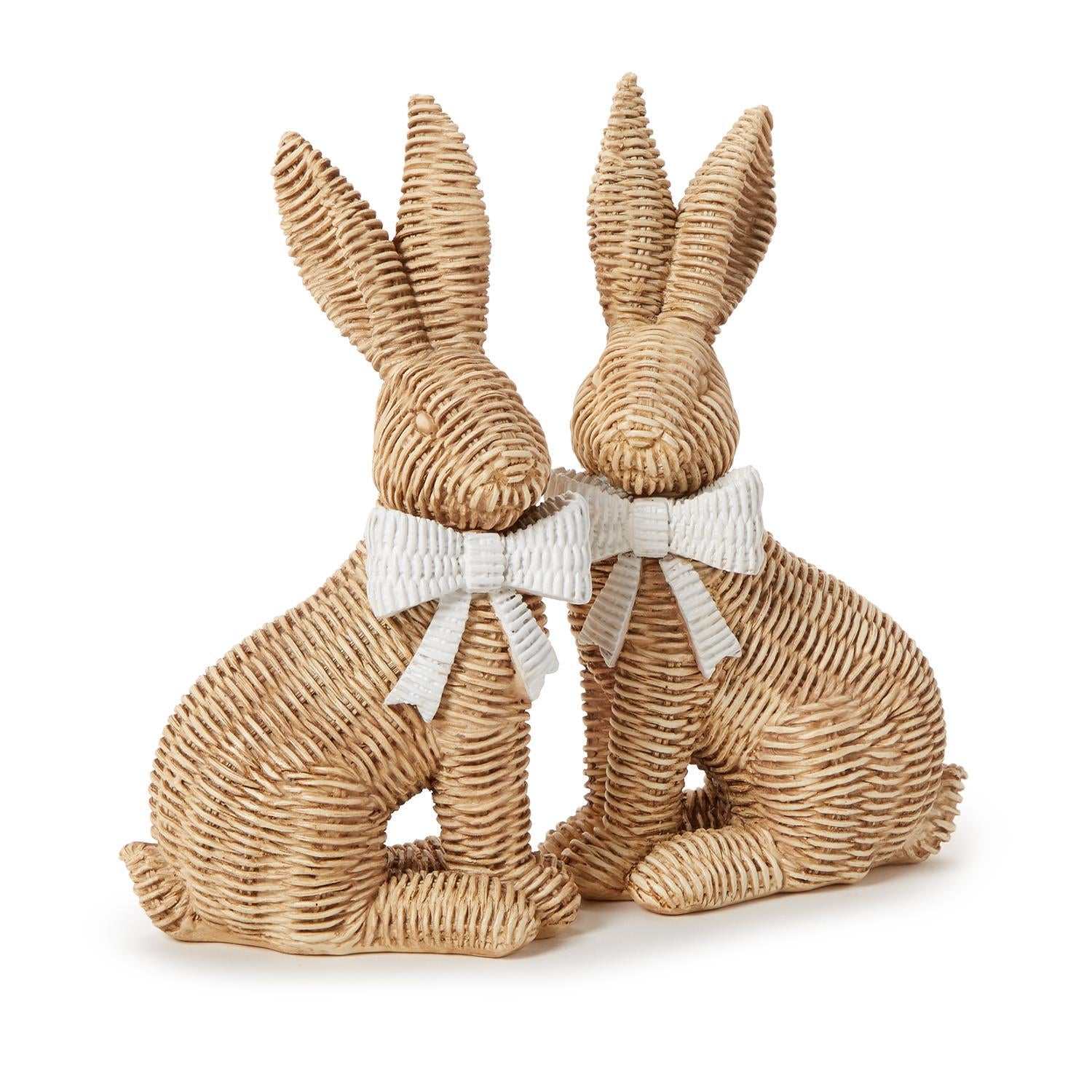 Wicker Bunnies with Bow (Set of 2)