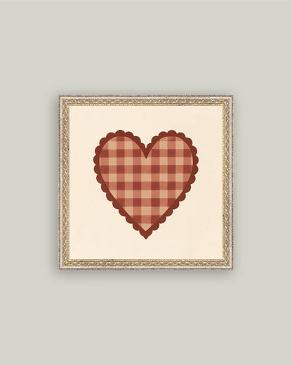 Gingham Heart Framed Art