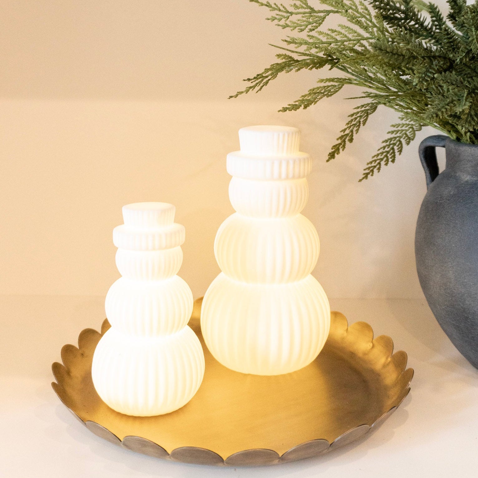 Stoneware Bisque LED Snowman