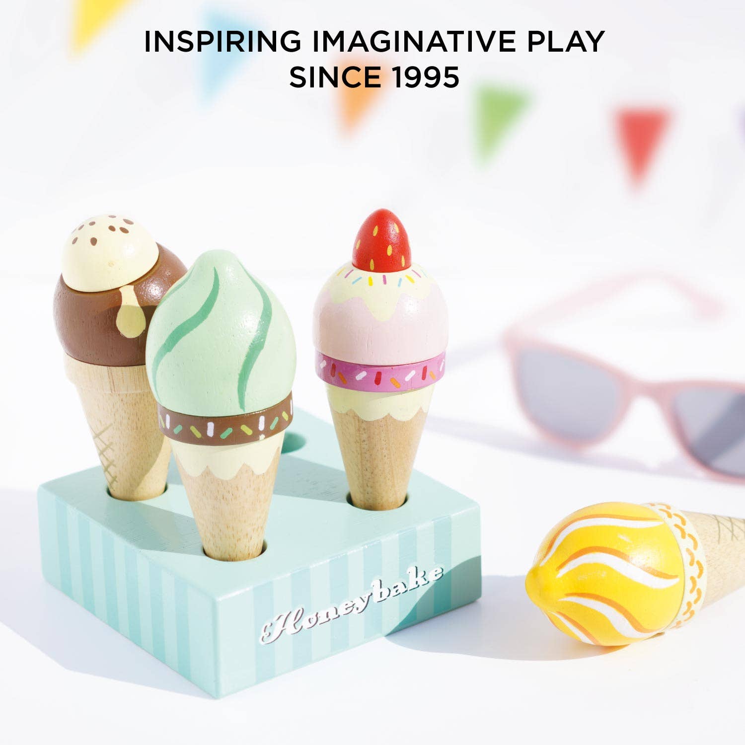 Wooden Ice Cream Cones Set