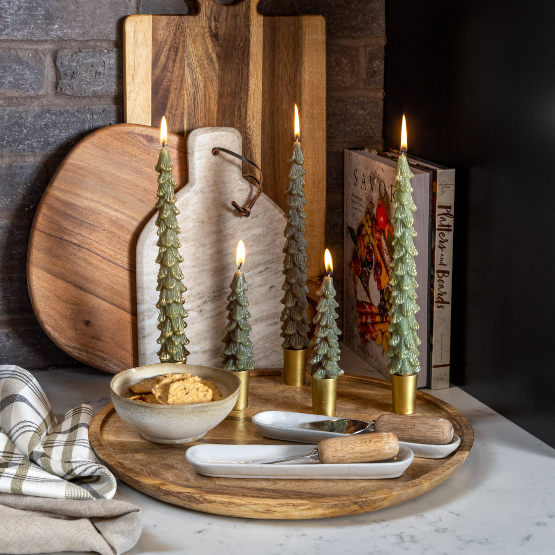 Charcuterie Tray with Candle Holders