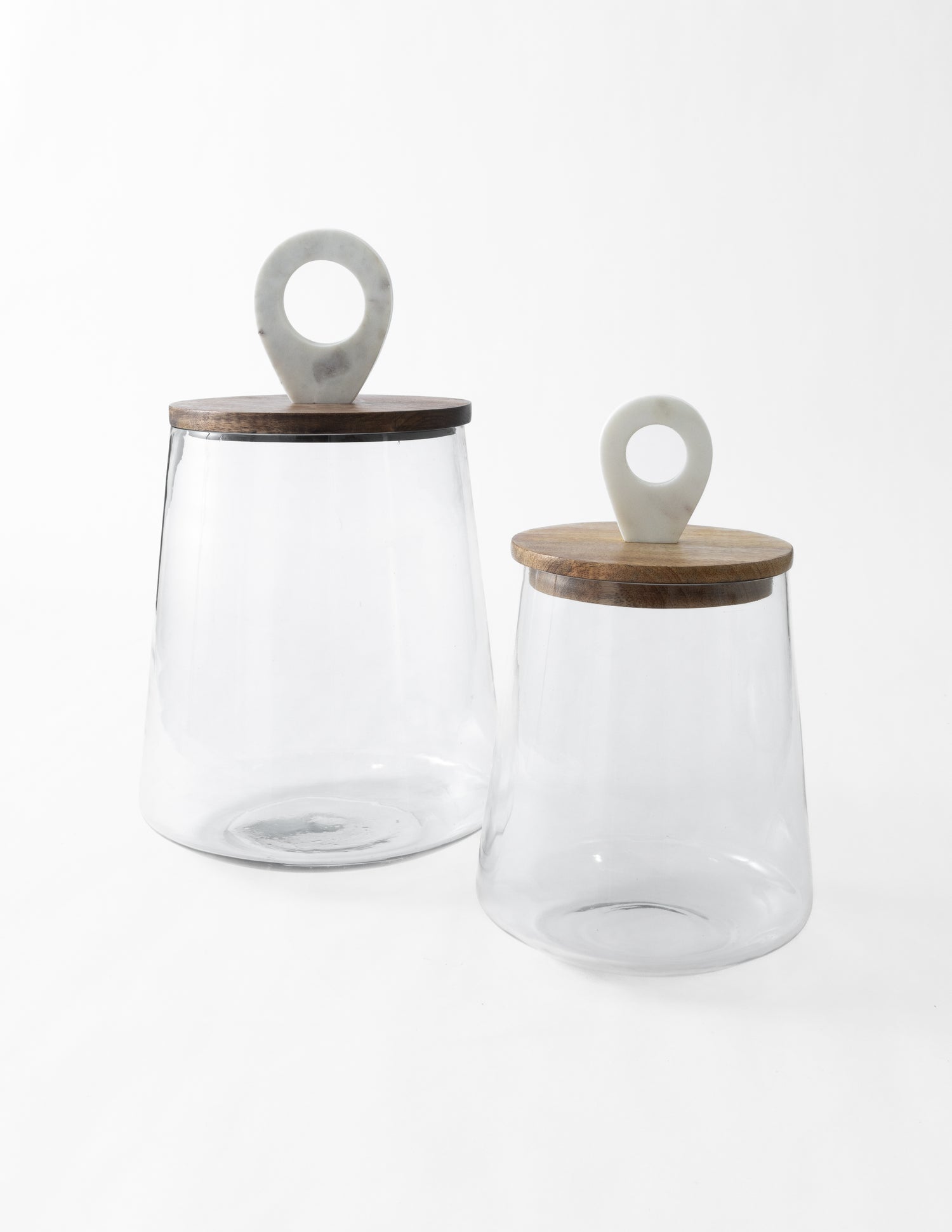 Glass Jar with Wood &amp; Marble Lid