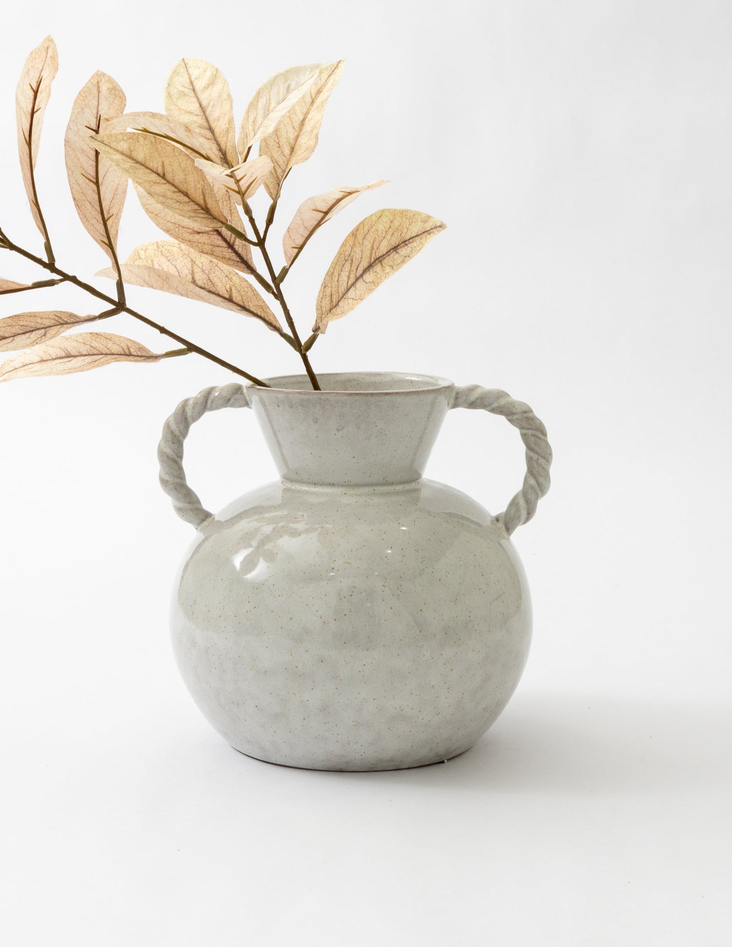 Stoneware Vase w/Twisted Handles