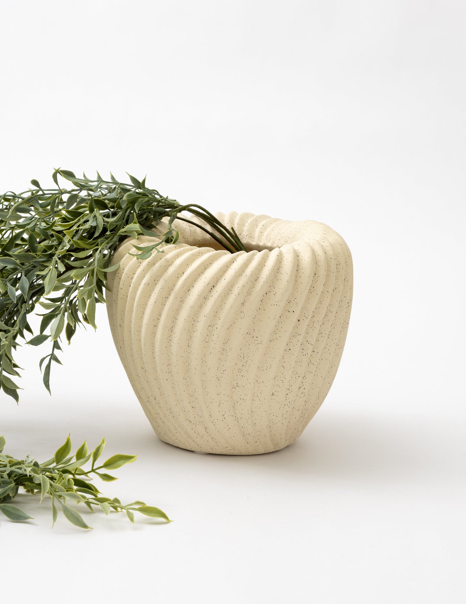 Stoneware Pleated Planter