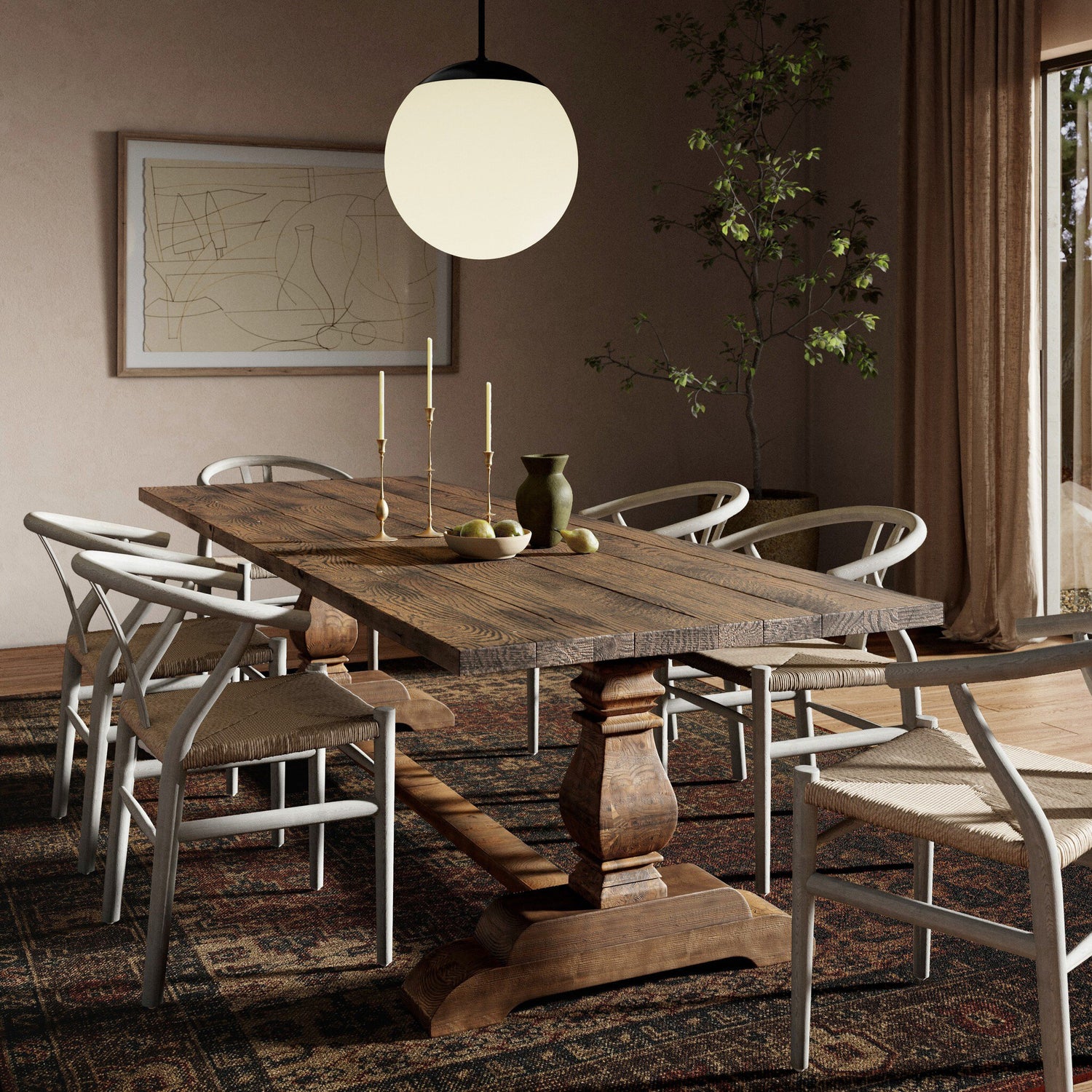 Durham Dining Table - Waxed Bleached Reclaimed Pine