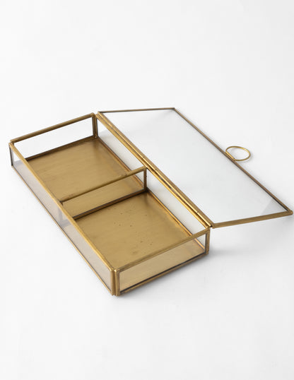 Brass &amp; Glass Hinged Box