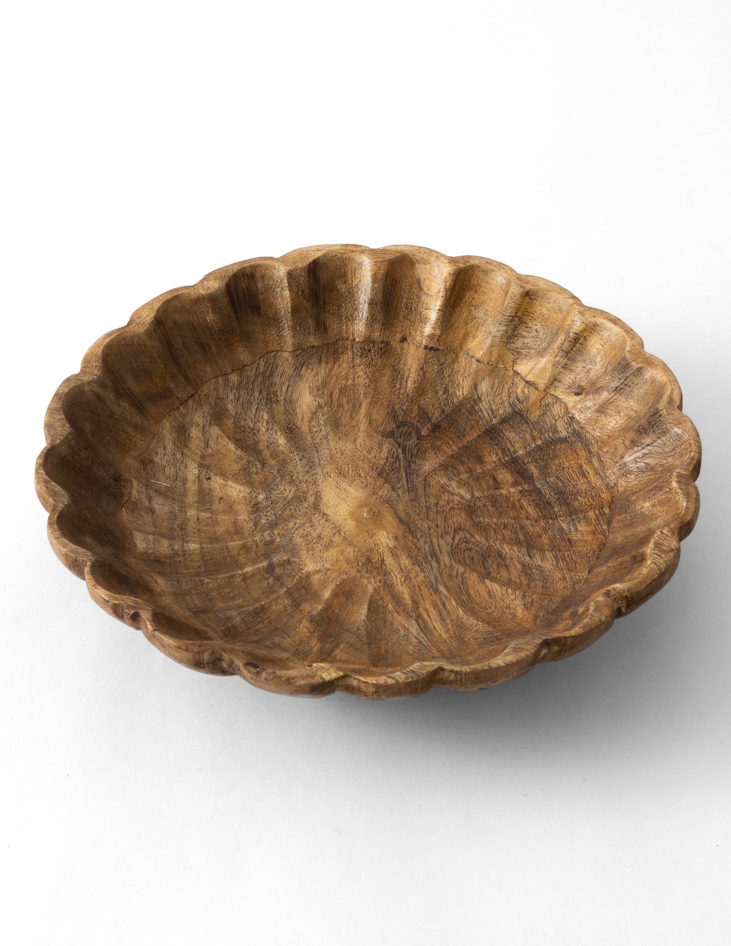 Scalloped Mango Wood Bowl