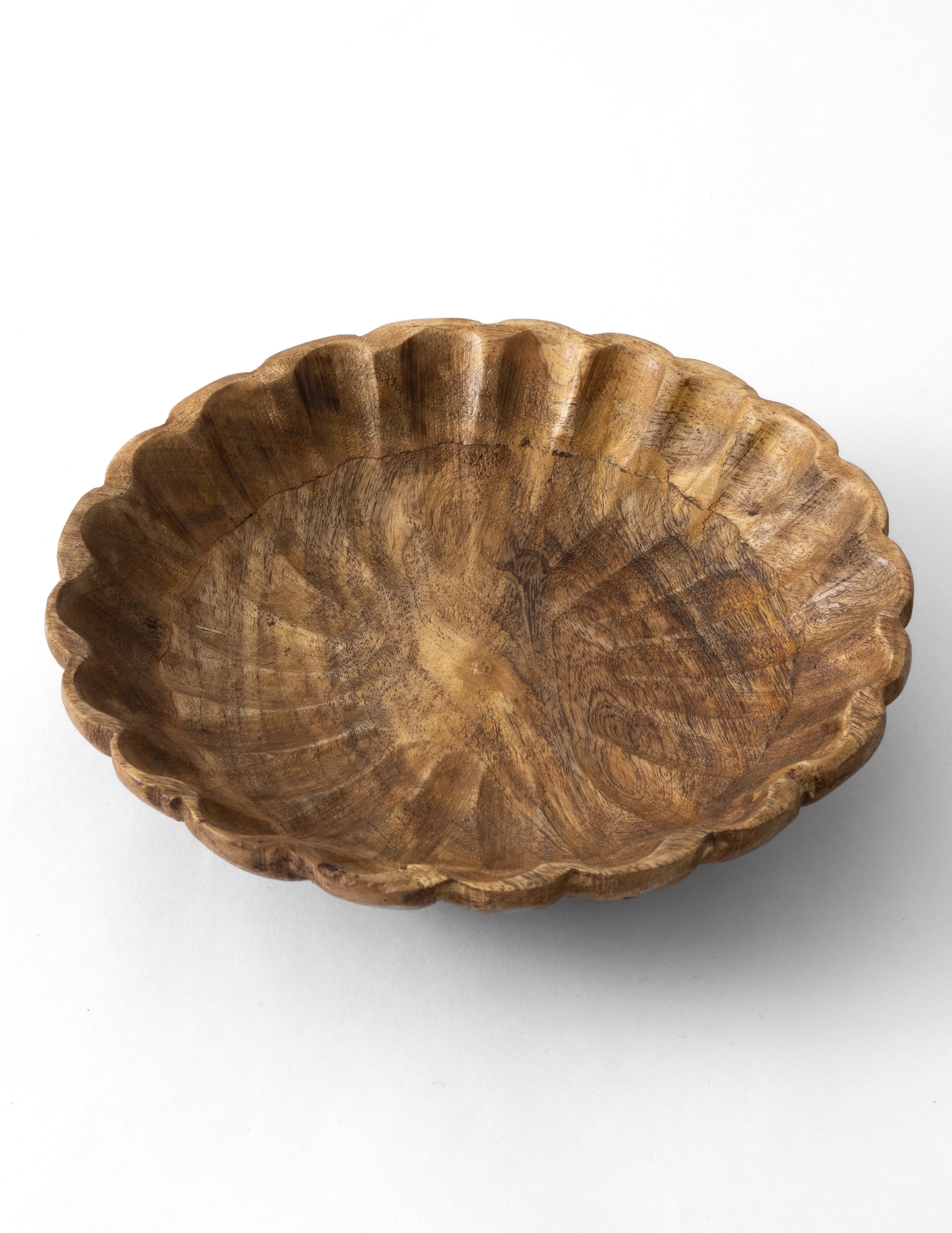 Scalloped Mango Wood Bowl