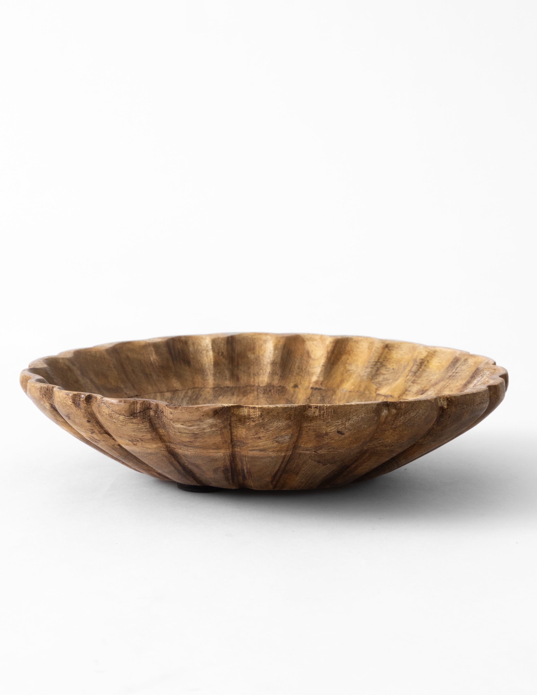 Scalloped Mango Wood Bowl