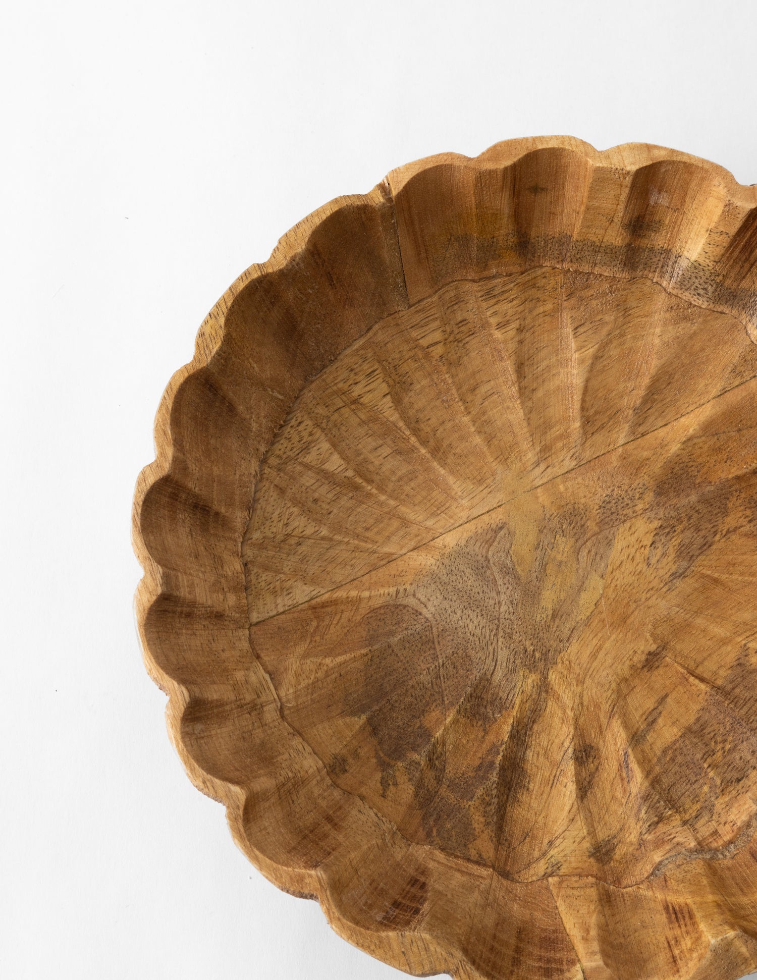 Scalloped Mango Wood Bowl