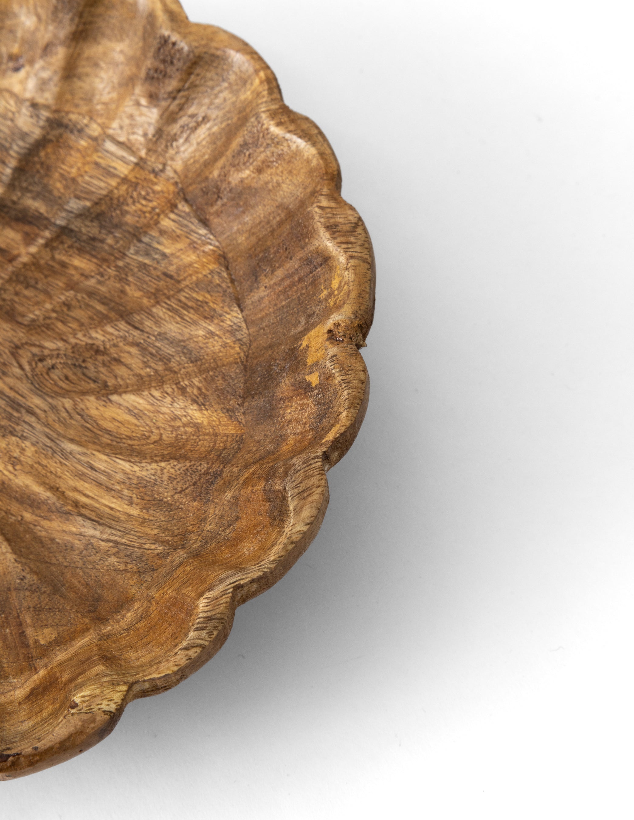 Scalloped Mango Wood Bowl