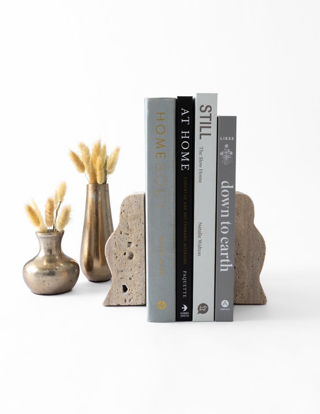 Travertine Wave Bookends